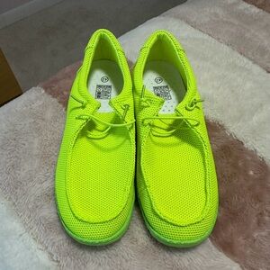 Neon green shoes